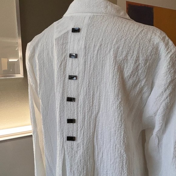 Habitat Crinkle Knit Fabric Tent Blouse in White NWT SMALL - 1C833 - Picture 6 of 13